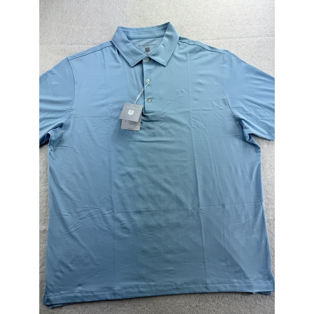 Hickey Freeman Mens Golf Polo Shirt Sky Blue Size XL Stretch Wicking Performance - Picture 2 of 16